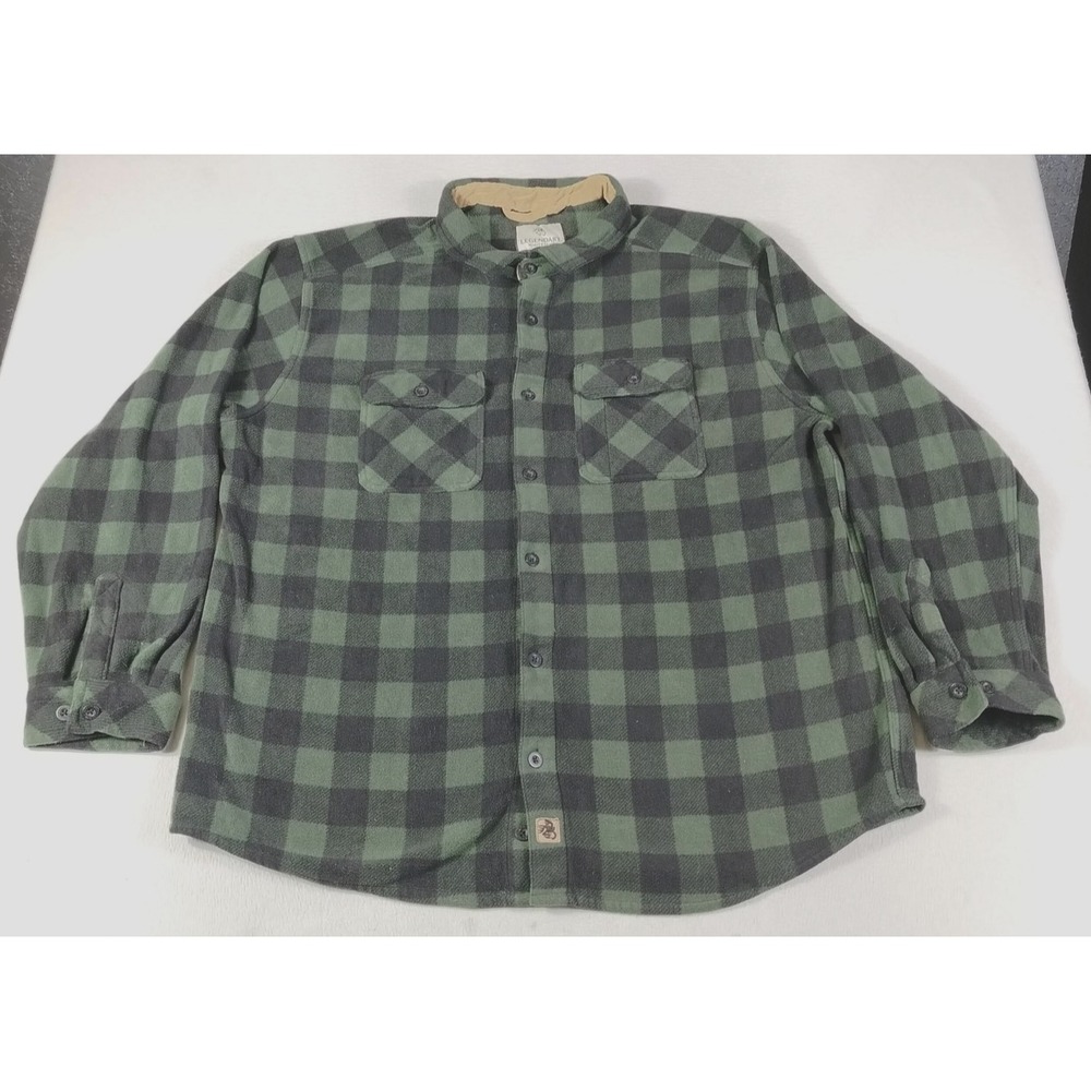 Legendary Whitetails Shirt Mens 3XL Green Plaid Fleece Outdoor Hunting Cabincore